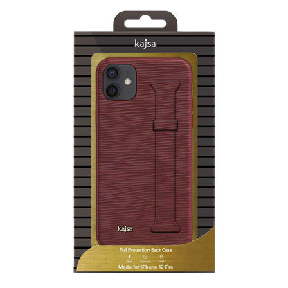 Apple iPhone 12 Kılıf Kajsa Wave Pattern Handstrap Kapak Kırmızı