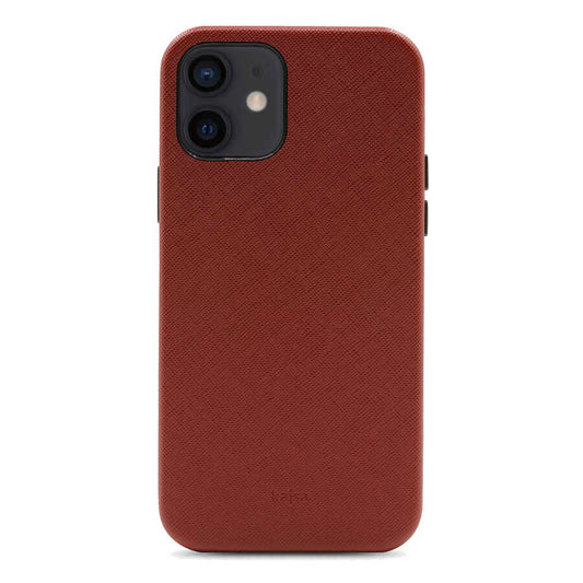 Apple iPhone 12 Case Kajsa Woven Cover Claret Red 