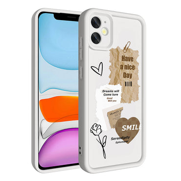 Apple iPhone 12 Case Camera Protection Printed Back Surface Zore Classy Cover Black 
