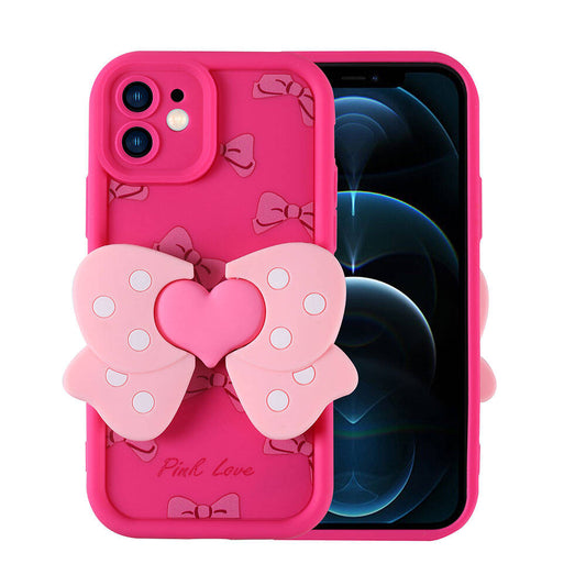 Apple iPhone 12 Case Camera Protection Figure Design Zore Cover Pink Dark 