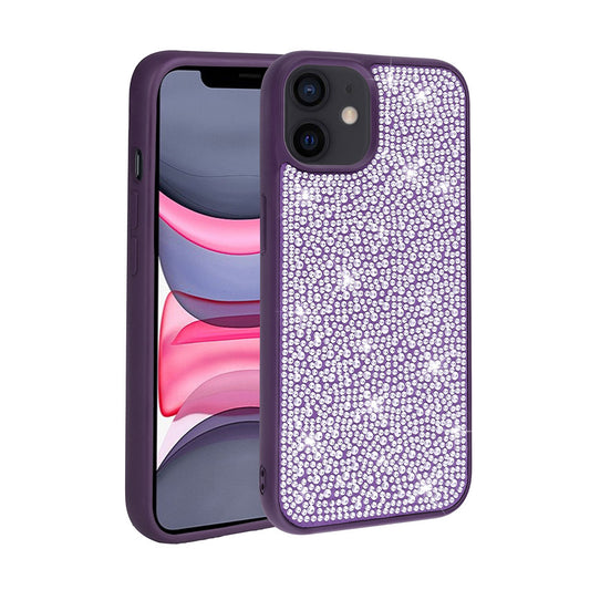 Apple iPhone 12 Case Shiny Stone Design Zore Stone Cover Deep Purple