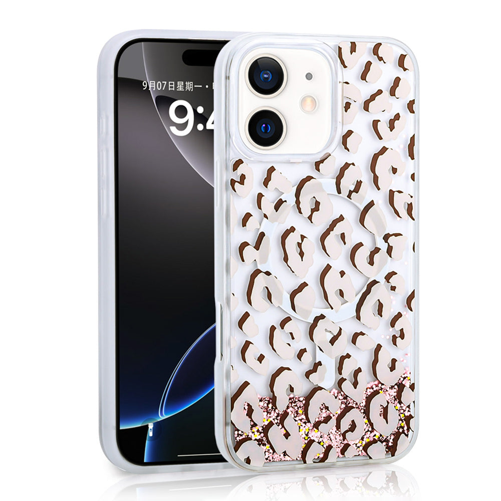 Apple iPhone 12 Case Liquid Glitter Printed Transparent Back Surface Zore Mossa Silicone Cover Yellow 