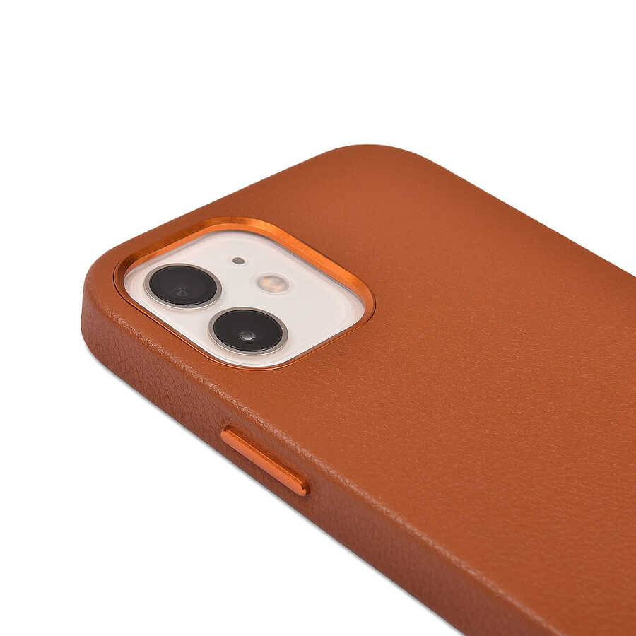 Apple iPhone 12 Case Wiwu Calfskin Cover Brown 