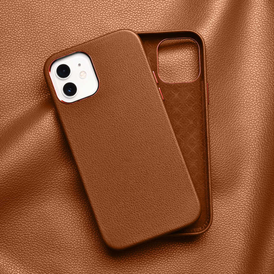 Apple iPhone 12 Case Wiwu Calfskin Cover Navy Blue 