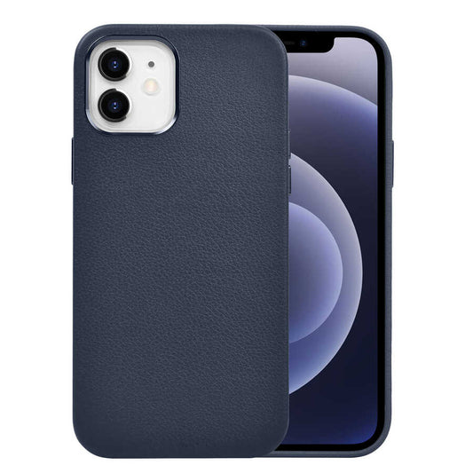 Apple iPhone 12 Case Wiwu Calfskin Cover Navy Blue 