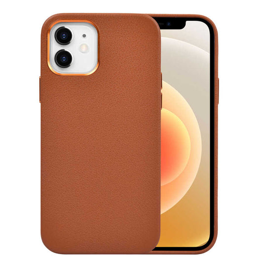 Apple iPhone 12 Case Wiwu Calfskin Cover Brown 