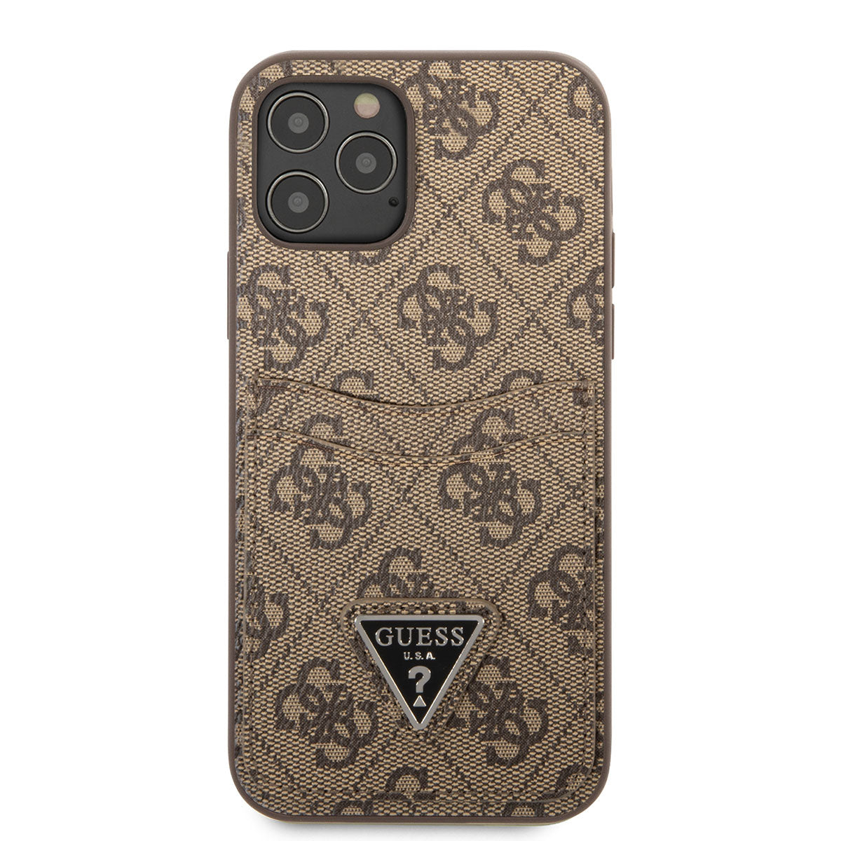 Apple iPhone 12 Pro Case GUESS Double Card Holder Cover Brown