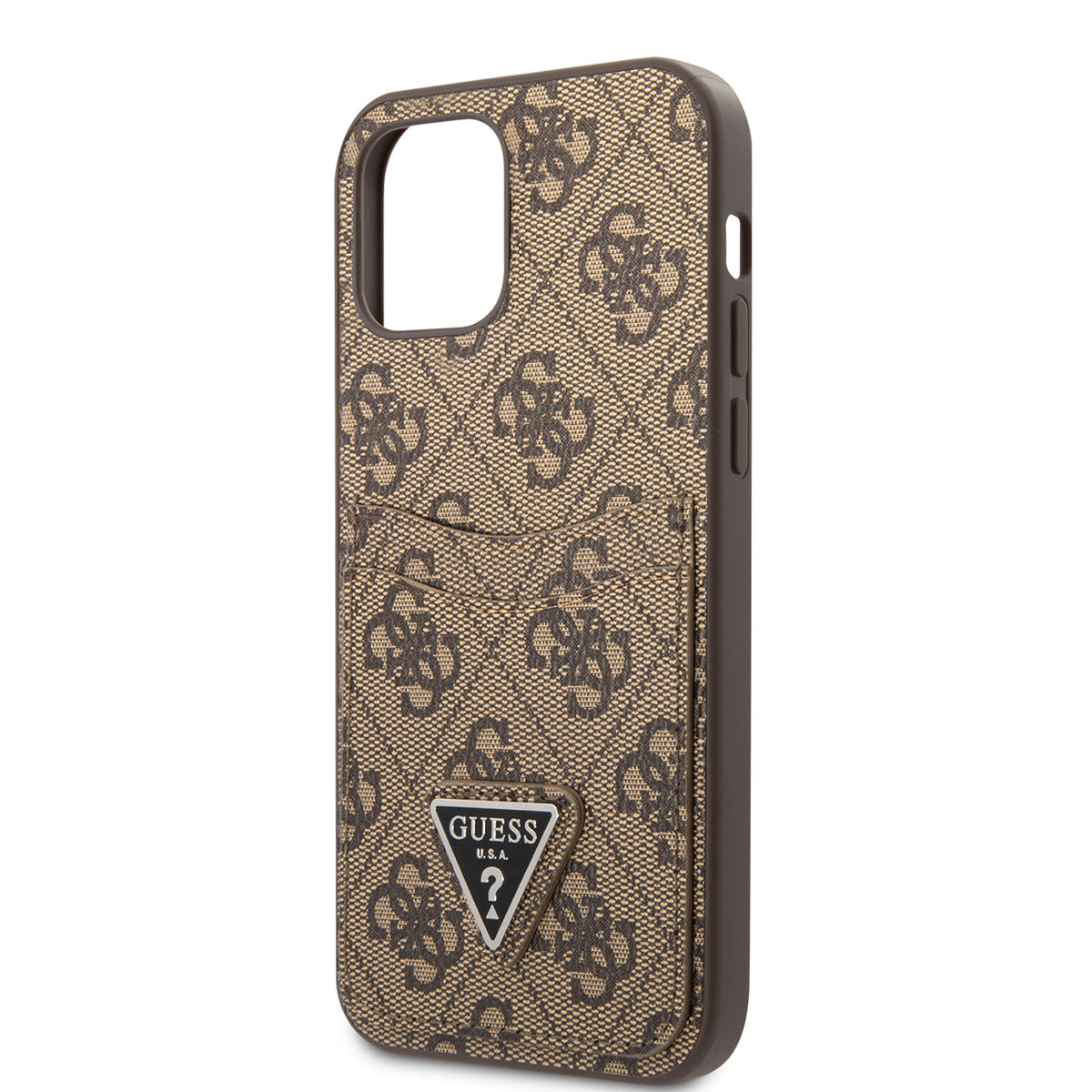 Apple iPhone 12 Pro Case GUESS Double Card Holder Cover Brown