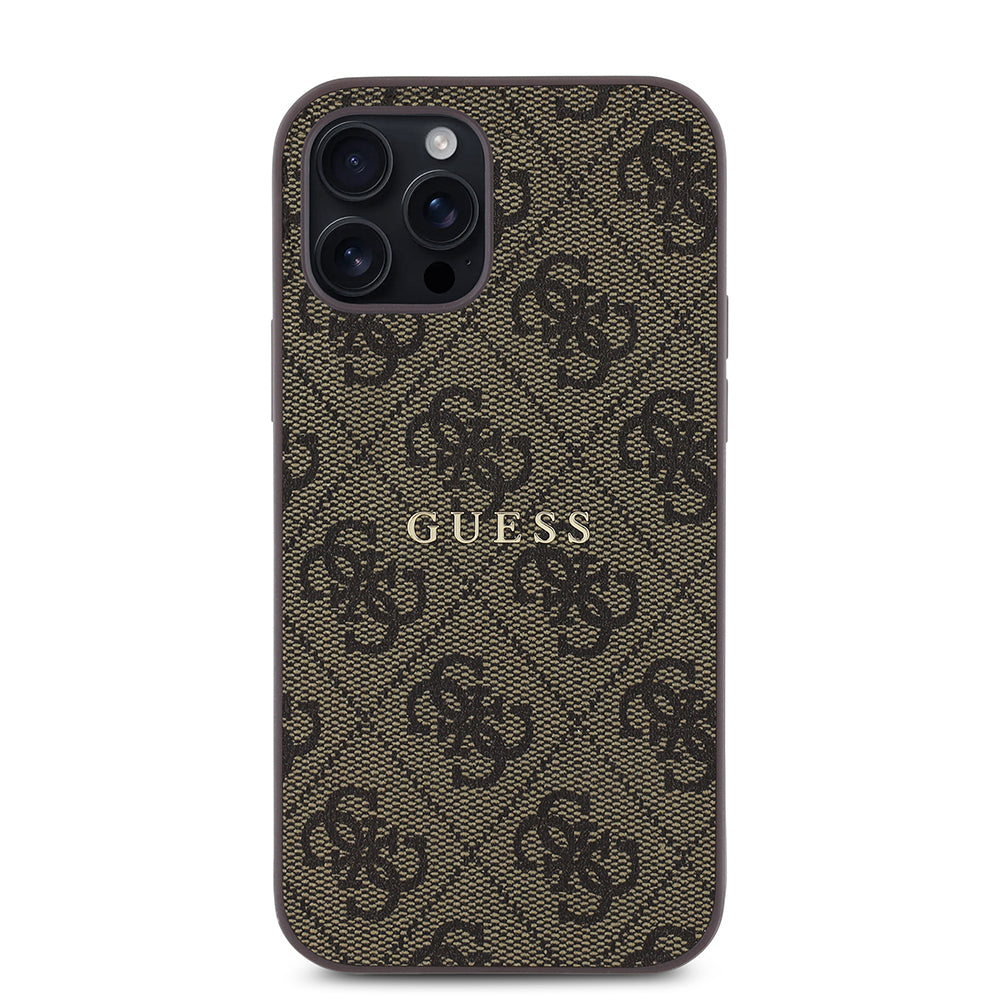 Apple iPhone 12 Pro Case Guess Original Licensed M-safe Charging Feature 4G Pattern Text Logo Cover Black
