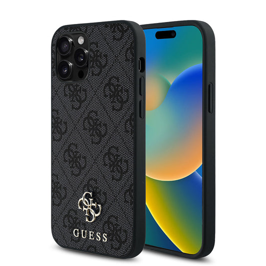 Apple iPhone 12 Pro Case Guess Original Licensed M-safe Charging Feature Small 4G Classic Cover Black