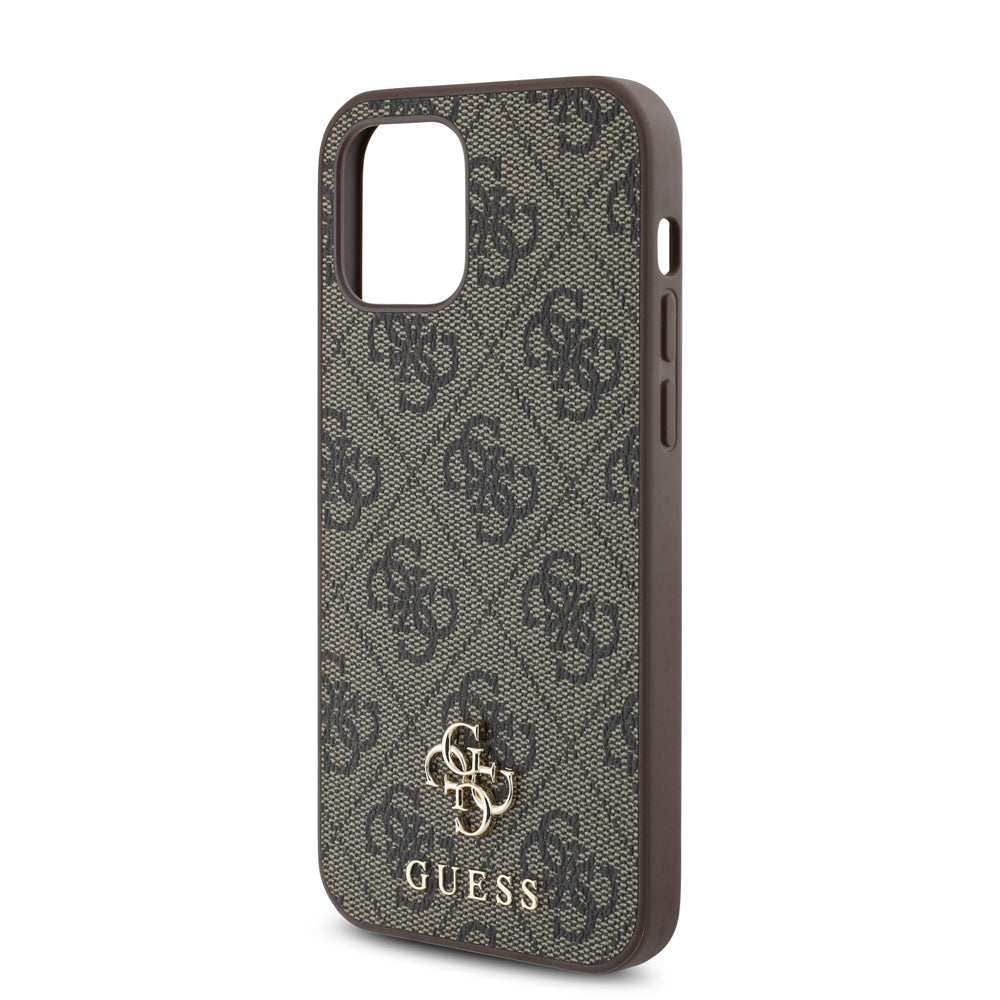 Apple iPhone 12 Pro Case Guess Original Licensed M-safe Charging Feature Small 4G Classic Cover Brown