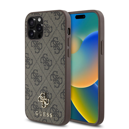 Apple iPhone 12 Pro Case Guess Original Licensed M-safe Charging Feature Small 4G Classic Cover Brown