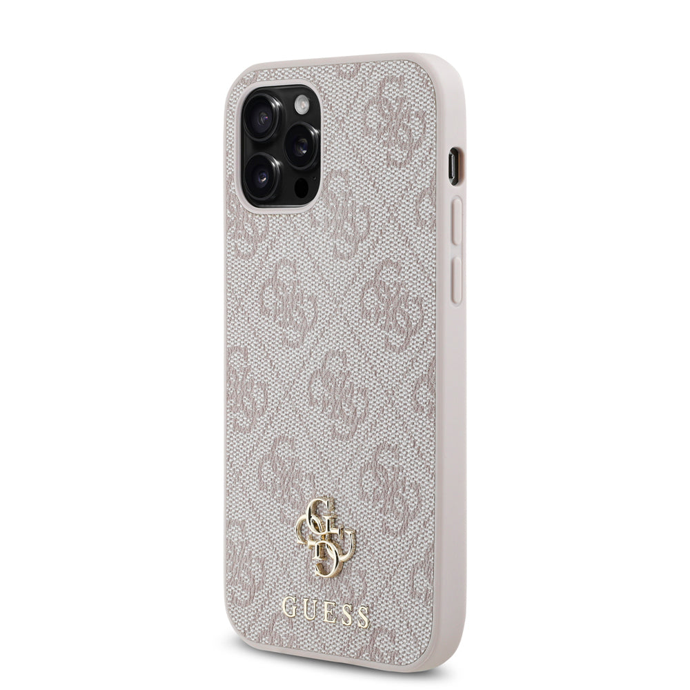 Apple iPhone 12 Pro Case Guess Original Licensed M-safe Charging Feature Small 4G Classic Cover Pink