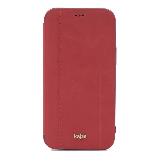 Apple iPhone 12 Pro Case Kajsa Dale Series Parallel PU Folio Cover Case Red 