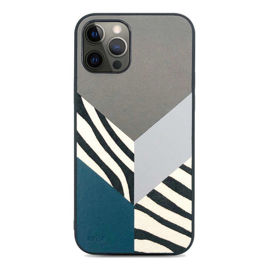 Apple iPhone 12 Pro Kılıf Kajsa Glamorous Serisi Zebra Combo Kapak Füme