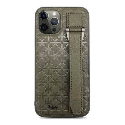 Apple iPhone 12 Pro Kılıf Kajsa Neo Clasic Serisi Mono K Strap Kapak Siyah