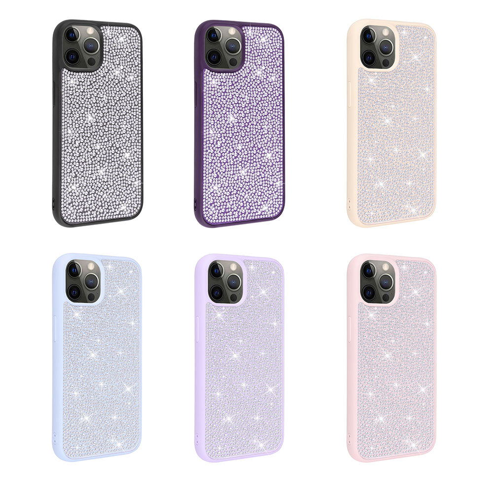 Apple iPhone 12 Pro Case Shiny Stone Design Zore Stone Cover Black