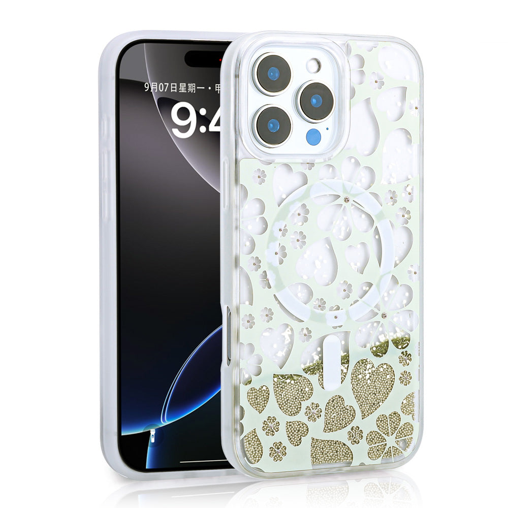 Apple iPhone 12 Pro Case Liquid Glitter Printed Transparent Back Surface Zore Mossa Silicone Cover Gray 