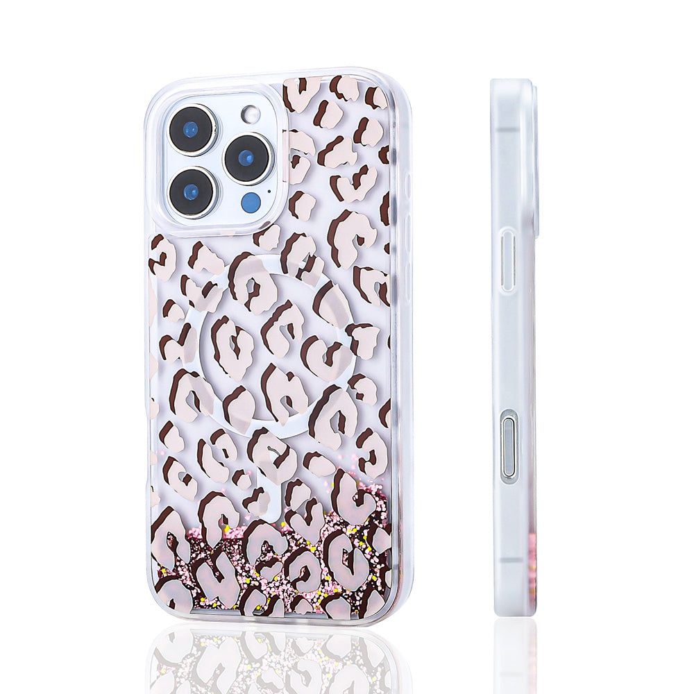Apple iPhone 12 Pro Case Liquid Glitter Printed Transparent Back Surface Zore Mossa Silicone Cover Gray 