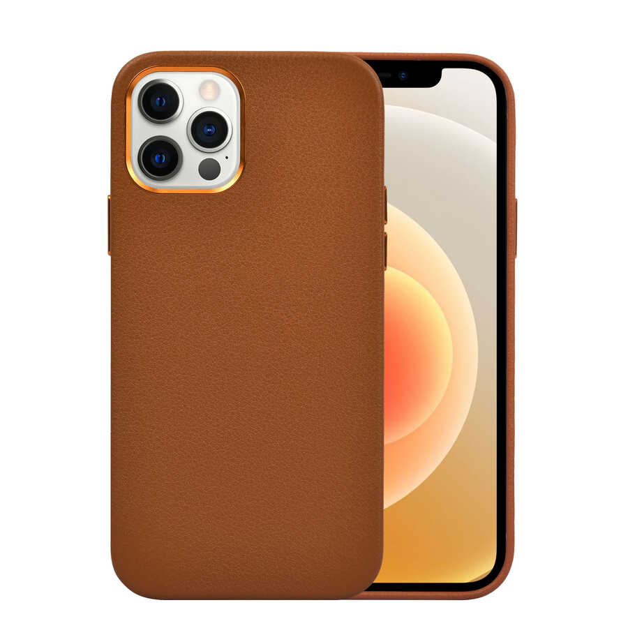 Apple iPhone 12 Pro Case Wiwu Calfskin Cover Brown 
