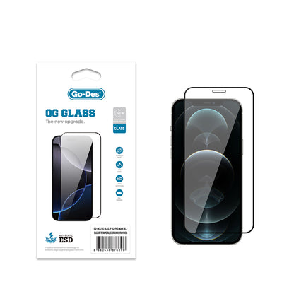 Apple iPhone 12 Pro Max Go Des OG Glass Antistatik Temperli Cam Ekran Koruyucu Şeffaf