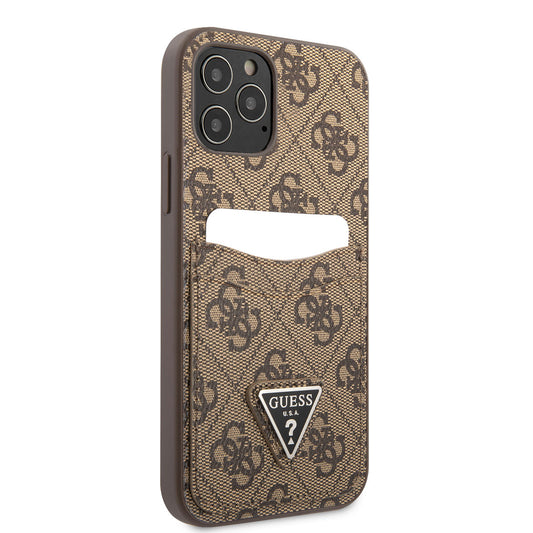 Apple iPhone 12 Pro Max Case GUESS Double Card Holder Cover Brown