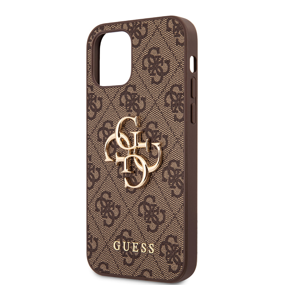 Apple iPhone 12 Pro Max Case Guess Original Licensed PU Leather Large Metal Logo Design Cover Gray