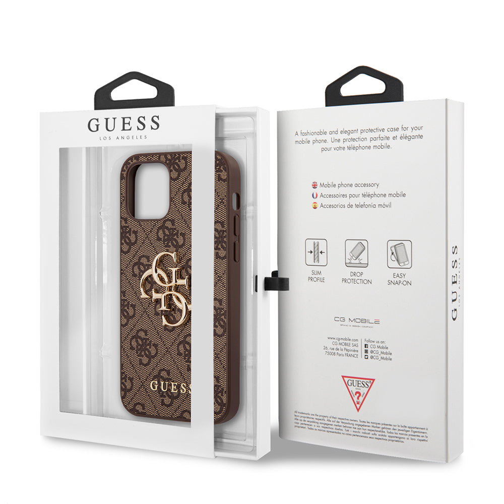 Apple iPhone 12 Pro Max Case Guess Original Licensed PU Leather Large Metal Logo Design Cover Gray