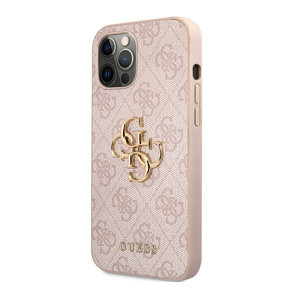 Apple iPhone 12 Pro Max Case Guess Original Licensed PU Leather Large Metal Logo Design Cover Gray