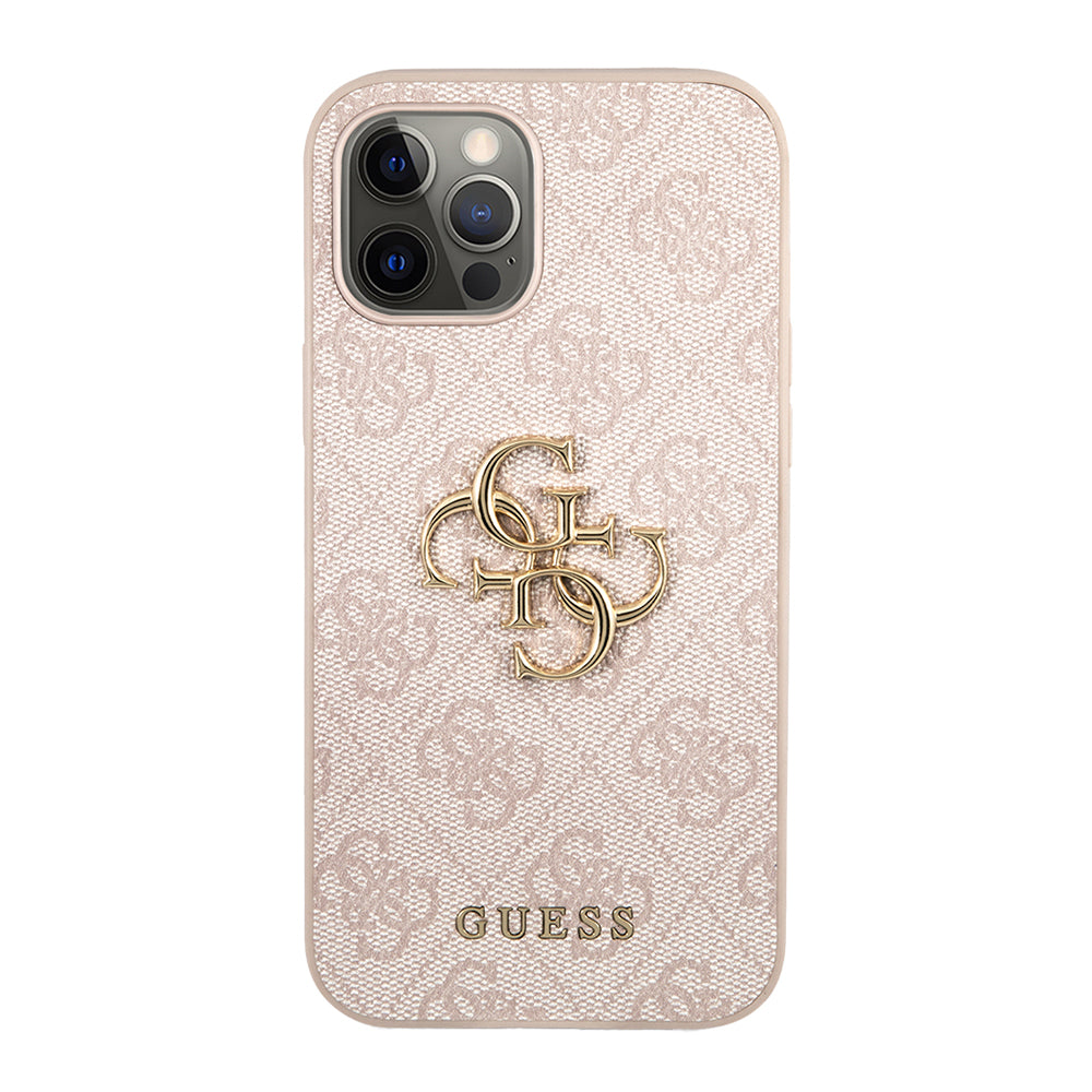Apple iPhone 12 Pro Max Case Guess Original Licensed PU Leather Large Metal Logo Design Cover Gray