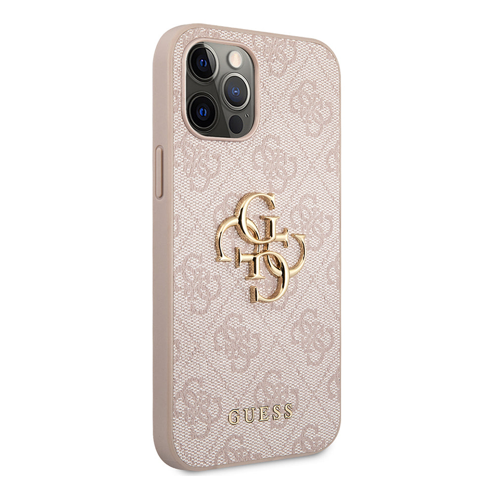 Apple iPhone 12 Pro Max Case Guess Original Licensed PU Leather Large Metal Logo Design Cover Gray