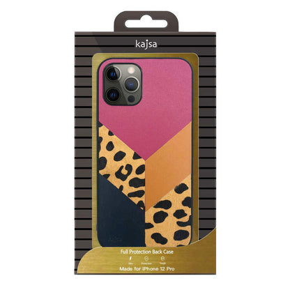 Apple iPhone 12 Pro Max Kılıf Kajsa Glamorous Serisi Leopard Combo Kapak Pembe