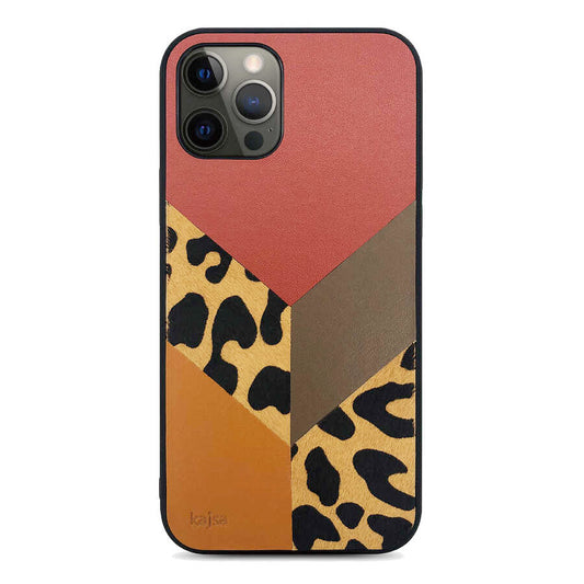 Apple iPhone 12 Pro Max Kılıf Kajsa Glamorous Serisi Leopard Combo Kapak Kırmızı