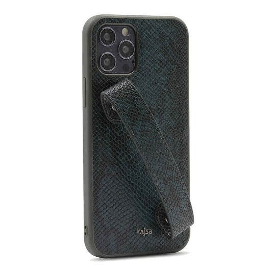 Apple iPhone 12 Pro Max Kılıf Kajsa Glamorous Serisi Snake Handstrap Kapak Yeşil