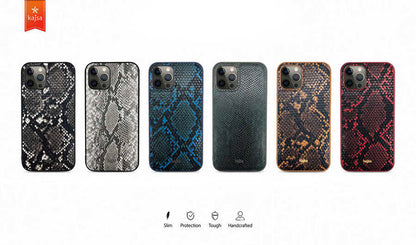 Apple iPhone 12 Pro Max Kılıf Kajsa Glamorous Serisi Snake Pattern Kapak Kırmızı