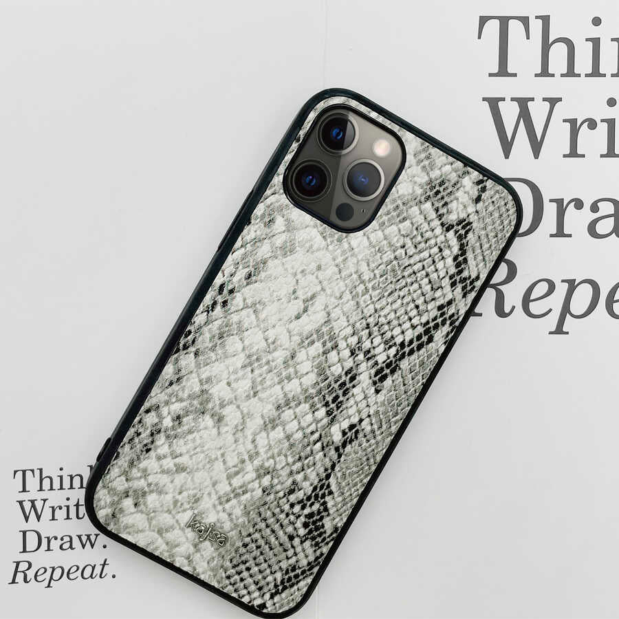 Apple iPhone 12 Pro Max Kılıf Kajsa Glamorous Serisi Snake Pattern Kapak Sarı