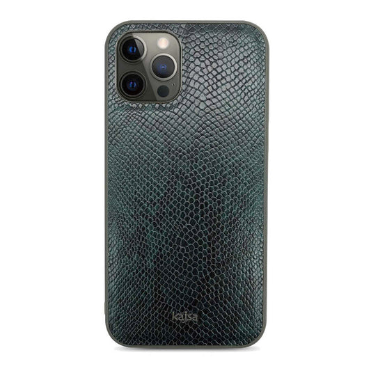 Apple iPhone 12 Pro Max Kılıf Kajsa Glamorous Serisi Snake Pattern Kapak Yeşil