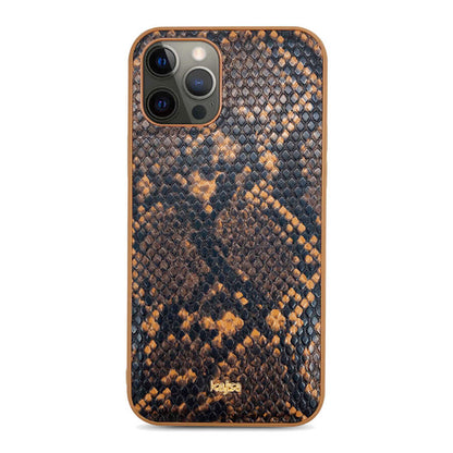 Apple iPhone 12 Pro Max Kılıf Kajsa Glamorous Serisi Snake Pattern Kapak Sarı