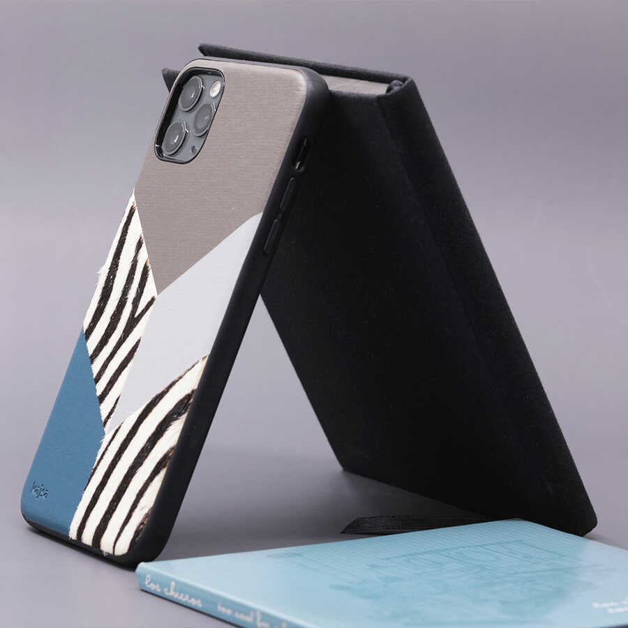 Apple iPhone 12 Pro Max Kılıf Kajsa Glamorous Serisi Zebra Combo Kapak Mavi