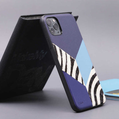 Apple iPhone 12 Pro Max Kılıf Kajsa Glamorous Serisi Zebra Combo Kapak Mavi