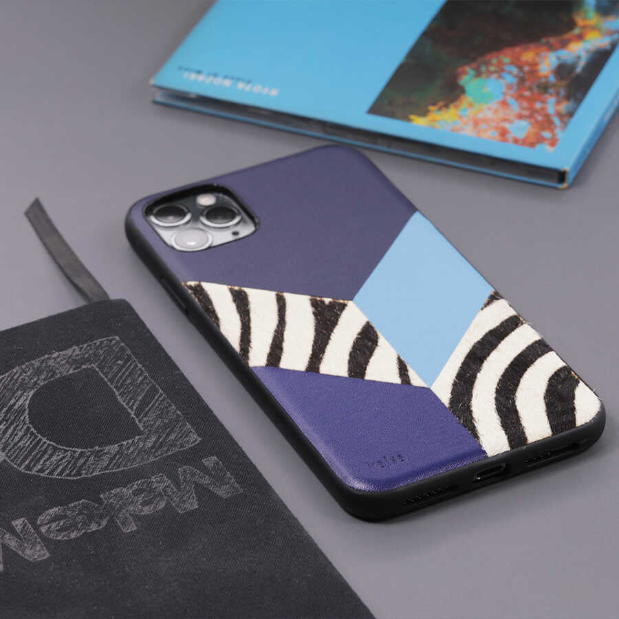 Apple iPhone 12 Pro Max Kılıf Kajsa Glamorous Serisi Zebra Combo Kapak Mavi