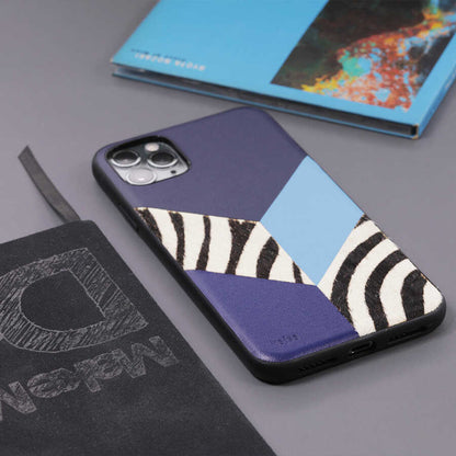 Apple iPhone 12 Pro Max Kılıf Kajsa Glamorous Serisi Zebra Combo Kapak Mavi