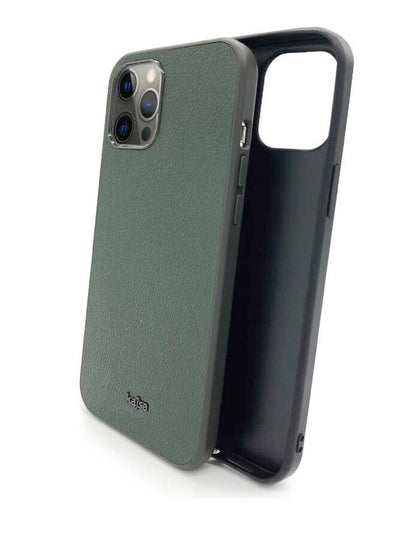 Apple iPhone 12 Pro Max Kılıf Kajsa Luxe Collection Hakiki Deri Kapak Gri