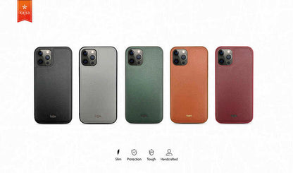 Apple iPhone 12 Pro Max Kılıf Kajsa Luxe Collection Hakiki Deri Kapak Gri