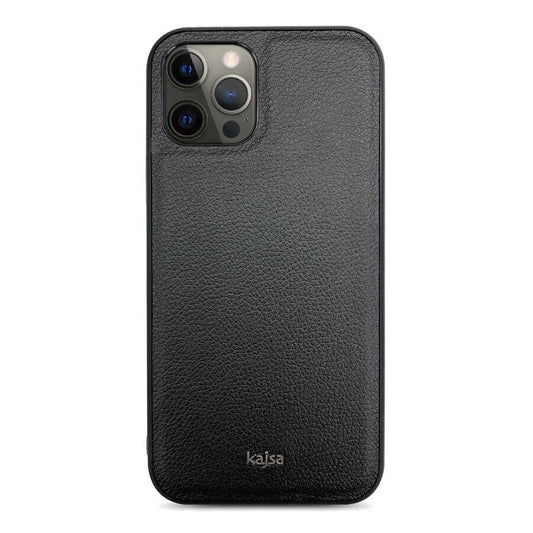 Apple iPhone 12 Pro Max Kılıf Kajsa Luxe Collection Hakiki Deri Kapak Siyah