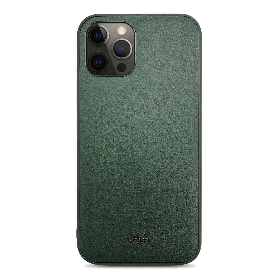 Apple iPhone 12 Pro Max Kılıf Kajsa Luxe Collection Hakiki Deri Kapak Yeşil