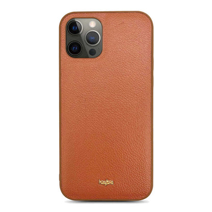 Apple iPhone 12 Pro Max Kılıf Kajsa Luxe Collection Hakiki Deri Kapak Kahverengi