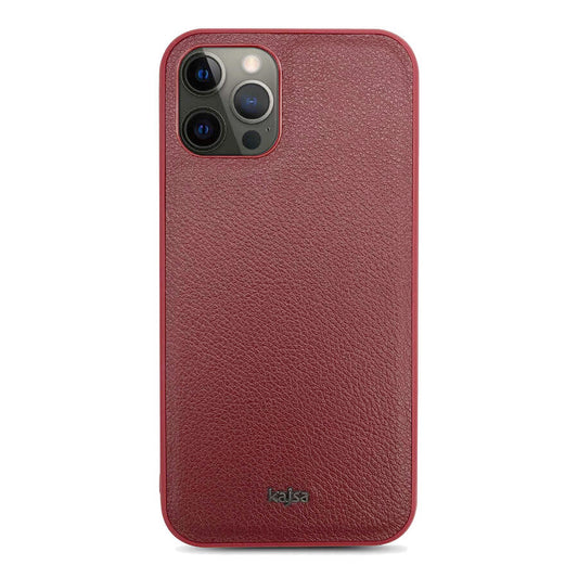 Apple iPhone 12 Pro Max Kılıf Kajsa Luxe Collection Hakiki Deri Kapak Kırmızı