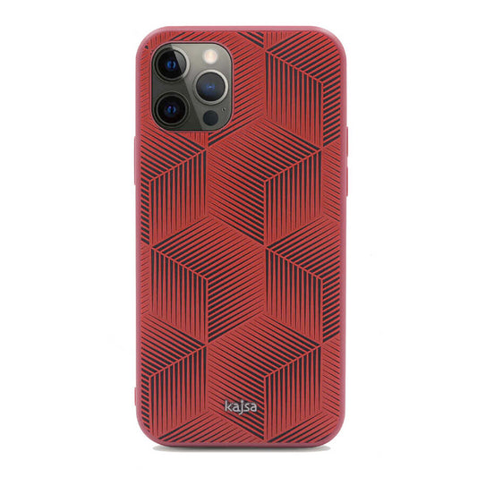 Apple iPhone 12 Pro Max Kılıf Kajsa Splendid Serisi 3D Cube Kapak Kırmızı