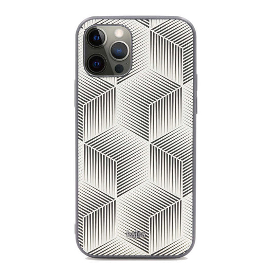 Apple iPhone 12 Pro Max Kılıf Kajsa Splendid Serisi 3D Cube Kapak Beyaz